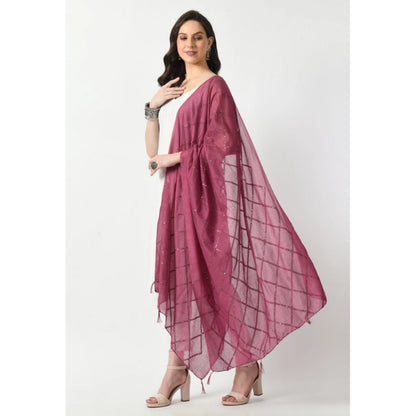 Generic Women's Chanderi Self Design Dupatta (Levender, Length: Free Size)