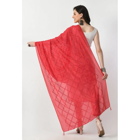 Generic Women's Chanderi Self Design Dupatta (Rani, Length: Free Size)