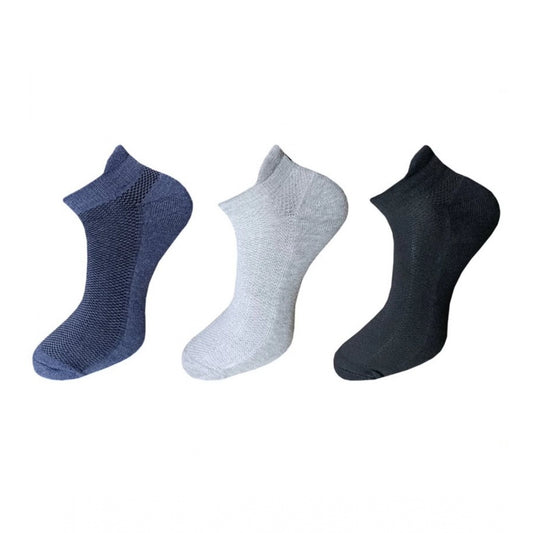Generic 3_Pair Set Unisex Casual Cotton Solid Ankle Length Socks (Multicolor)