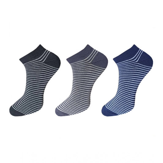 Generic 3_Pair Set Unisex Casual Cotton Striped Ankle Length Socks (Multicolor)