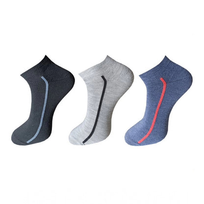 Generic 3_Pair Set Unisex Casual Cotton Solid Ankle Length Socks (Multicolor)