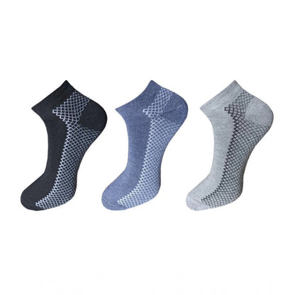 Generic 3_Pair Set Unisex Casual Cotton Printed Ankle Length Socks (Multicolor)