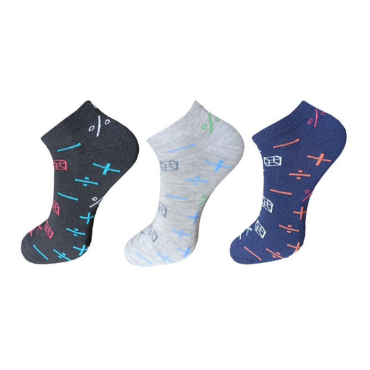 Generic 3_Pair Set Unisex Casual Cotton Printed Ankle Length Socks (Multicolor)