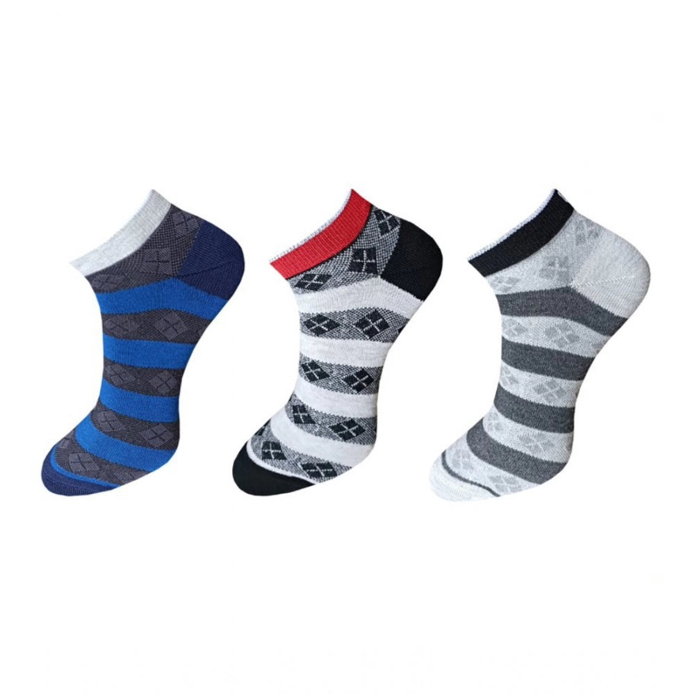 Generic 3_Pair Set Unisex Casual Cotton Printed Ankle Length Socks (Multicolor)