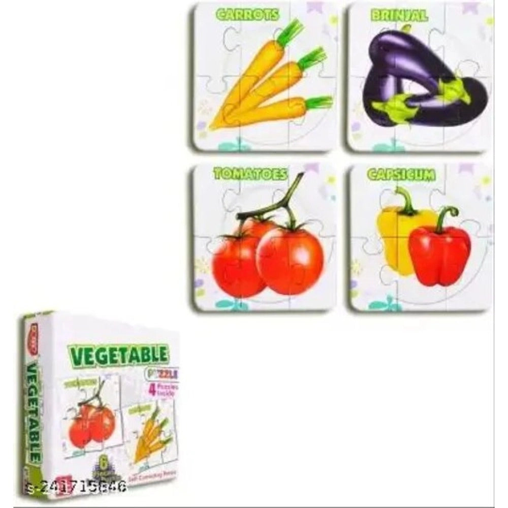 4_Pcs Set Vegetable Puzzles | Cardboard | Educational Toys | 4+ Years