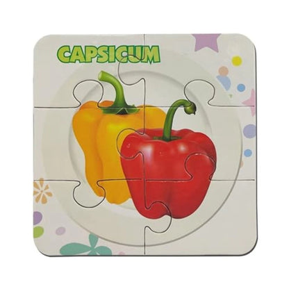 4_Pcs Set Vegetable Puzzles | Cardboard | Educational Toys | 3+ Years