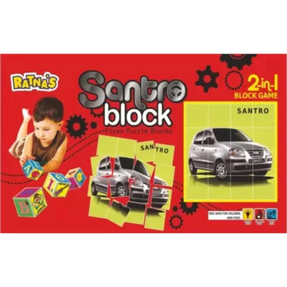 2 In 1 Santro Puzzle And Blocks | Cardboard | Educational Toys | 3+ Years