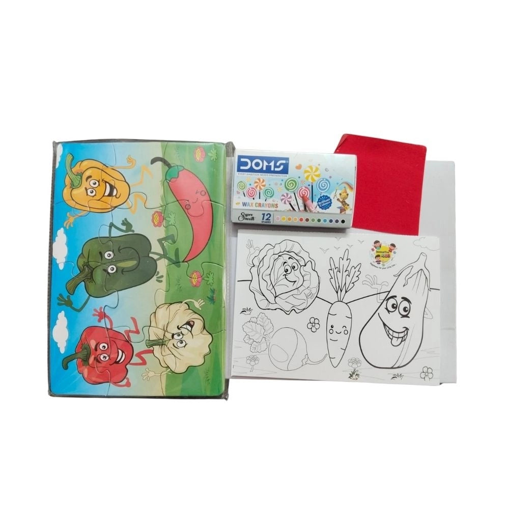 2 In 1 Puzzle &amp; Colors Vegetable |   Cardboard  |   Educational Toys| 3+ Years