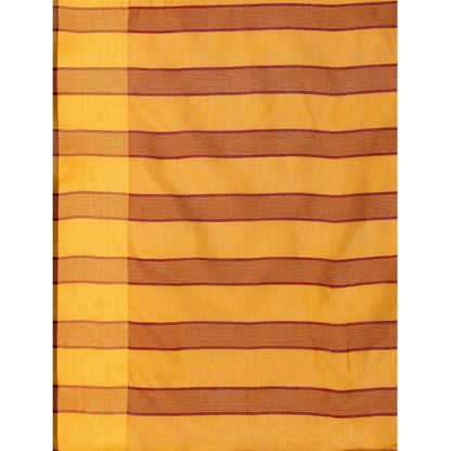 Generic Women's Cotton Silk Striped Saree With Unstitched Blouse 5.5Mtr (Mustard)