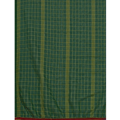Generic Women's Silk Blend Checkered Saree With Unstitched Blouse 5.5Mtr (Green)