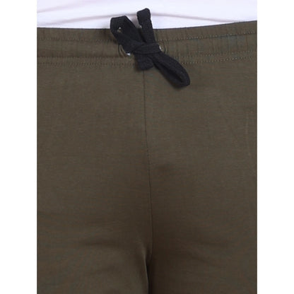 Generic Men's Casual Cotton Striped Above knee Shorts (Olive)
