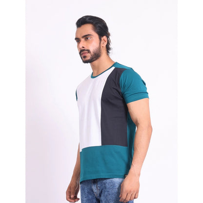 Generic Men's Casual Cotton Printed Round Neck Half Sleeve T-Shirt (Green)