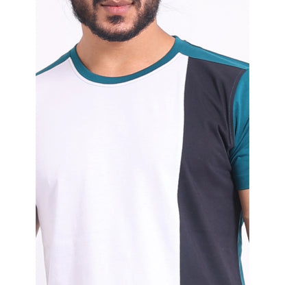 Generic Men's Casual Cotton Printed Round Neck Half Sleeve T-Shirt (Green)