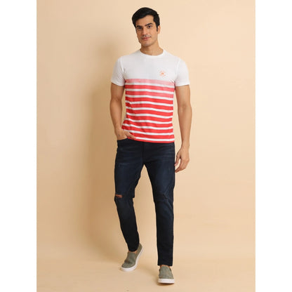 Generic Men's Casual Cotton Printed Round Neck Half Sleeve T-Shirt (Red)