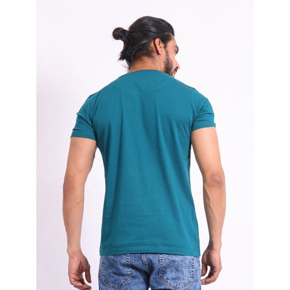 Generic Men's Casual Cotton Printed Round Neck Half Sleeve T-Shirt (Green)