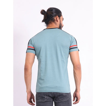 Generic Men's Casual Cotton Printed Round Neck Half Sleeve T-Shirt (Grey)