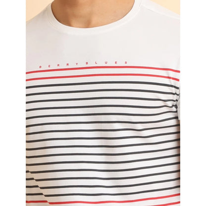 Generic Men's Casual Cotton Printed Round Neck Half Sleeve T-Shirt (White)