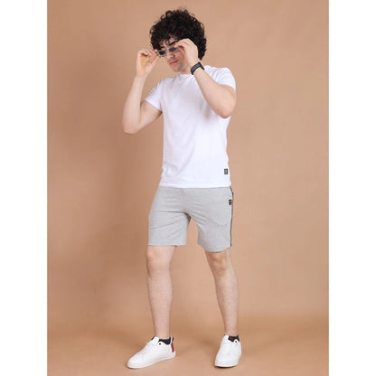 Generic Men's Casual Cotton Striped Above knee Shorts (Greymelange)
