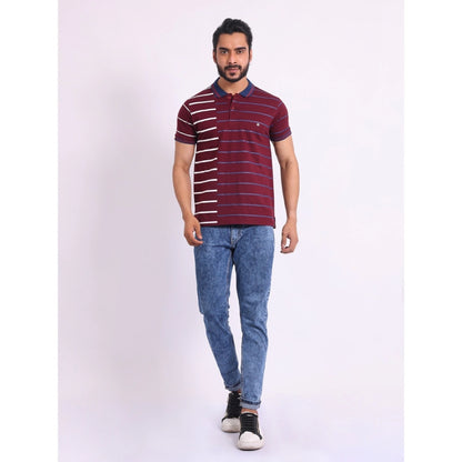 Generic Men's Casual Cotton Printed Polo Neck Half Sleeve T-Shirt (Purple)