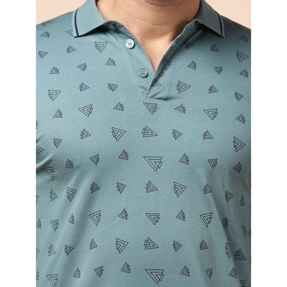 Generic Men's Casual Cotton Printed Polo Neck Half Sleeve T-Shirt (Grey)