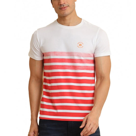 Generic Men's Casual Cotton Printed Round Neck Half Sleeve T-Shirt (Red)