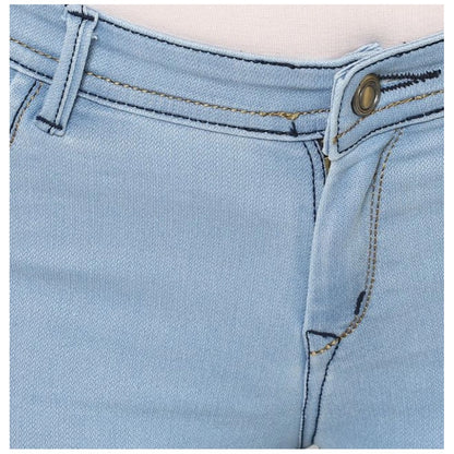 Generic Women's Denim Distressed Buttoned Jeans (Blue)