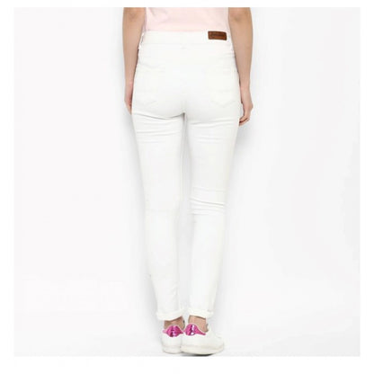 Generic Women's Denim Solid Buttoned Jeans (White)