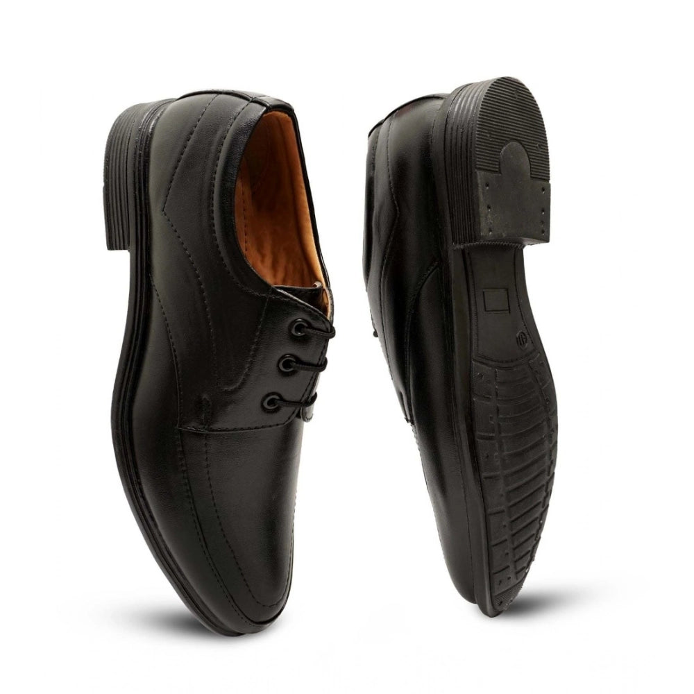 Generic Men's Casual Faux Leather Solid Lace-Up Formal Shoes (Black)