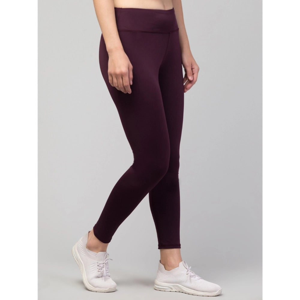 Generic Women's Polyester Solid Ankle Length High-Rise Tights (Purple)