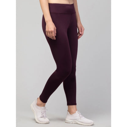 Generic Women's Polyester Solid Ankle Length High-Rise Tights (Purple)