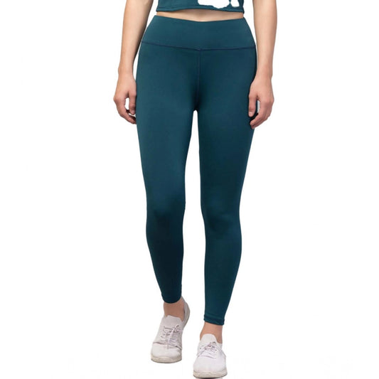 Generic Women's Polyester Solid Ankle Length High-Rise Tights (Green)