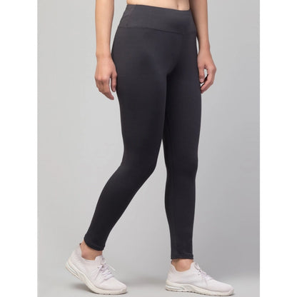 Generic Women's Polyester Solid Ankle Length High-Rise Tights (Grey)