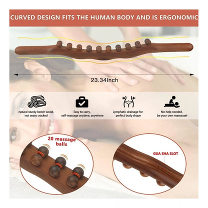 Generic Wood Gua Sha Stick Therapy Massager (Brown)