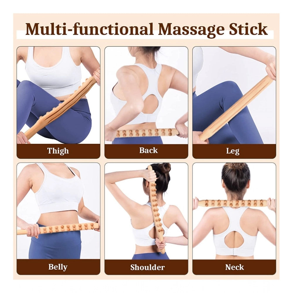 Generic Wood Gua Sha Double Row Stick Massager (Wood)