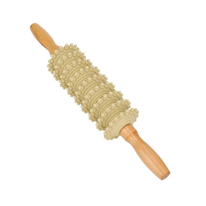 Generic Wood 9 Wheel Body Massage Roller (Wood)