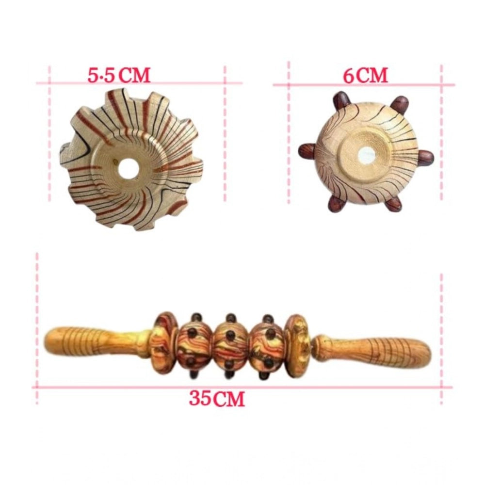 Generic Wood wheel Roller Gym Massage Roller (Wood)