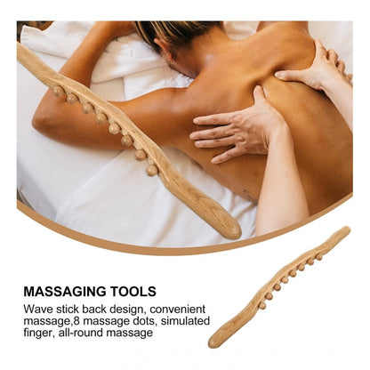 Generic Wood Gua Sha Massager Therapy Tool Manual 8 Beads (Wood)
