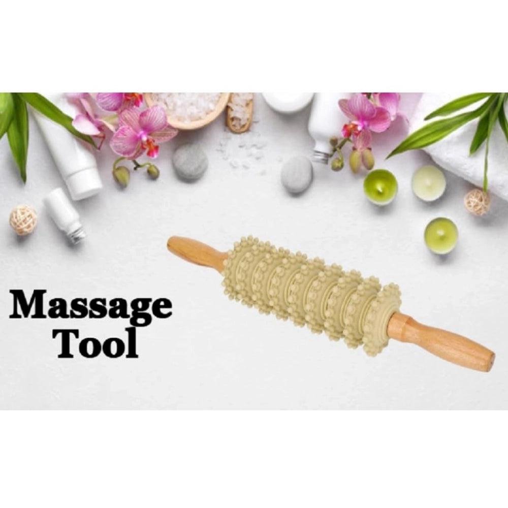 Generic Wood 9 Wheel Body Massage Roller (Wood)