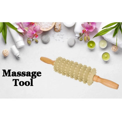 Generic Wood 9 Wheel Body Massage Roller (Wood)