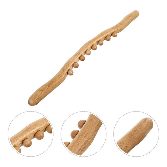 Generic Wood Gua Sha Massager Therapy Tool Manual 8 Beads (Wood)