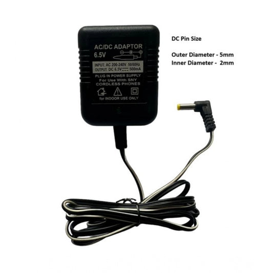Generic 6.5V 500mA DC Power Adapter Power Supply AC Input 200-240 V for Toys- Cordless Phones- FM Radio- Other Electronic - IT Gadgets (Black)