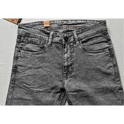 Generic Men's Cotton Blended Solid Tapered Jeans (Grey)