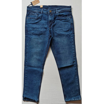 Generic Men's Cotton Blended Solid Tapered Jeans (Blue)