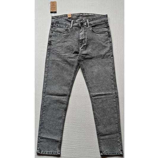 Generic Men's Cotton Blended Solid Tapered Jeans (Grey)