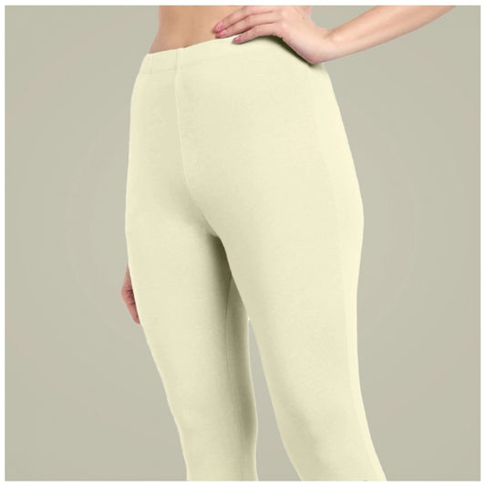Generic Women's Cotton Blended Solid Ankle legging (Cream)