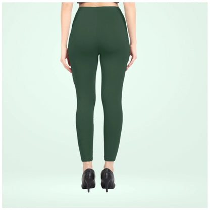 Generic Women's Cotton Blended Solid Ankle legging (Bottle Green)
