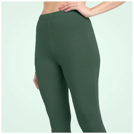 Generic Women's Cotton Blended Solid Ankle legging (Bottle Green)