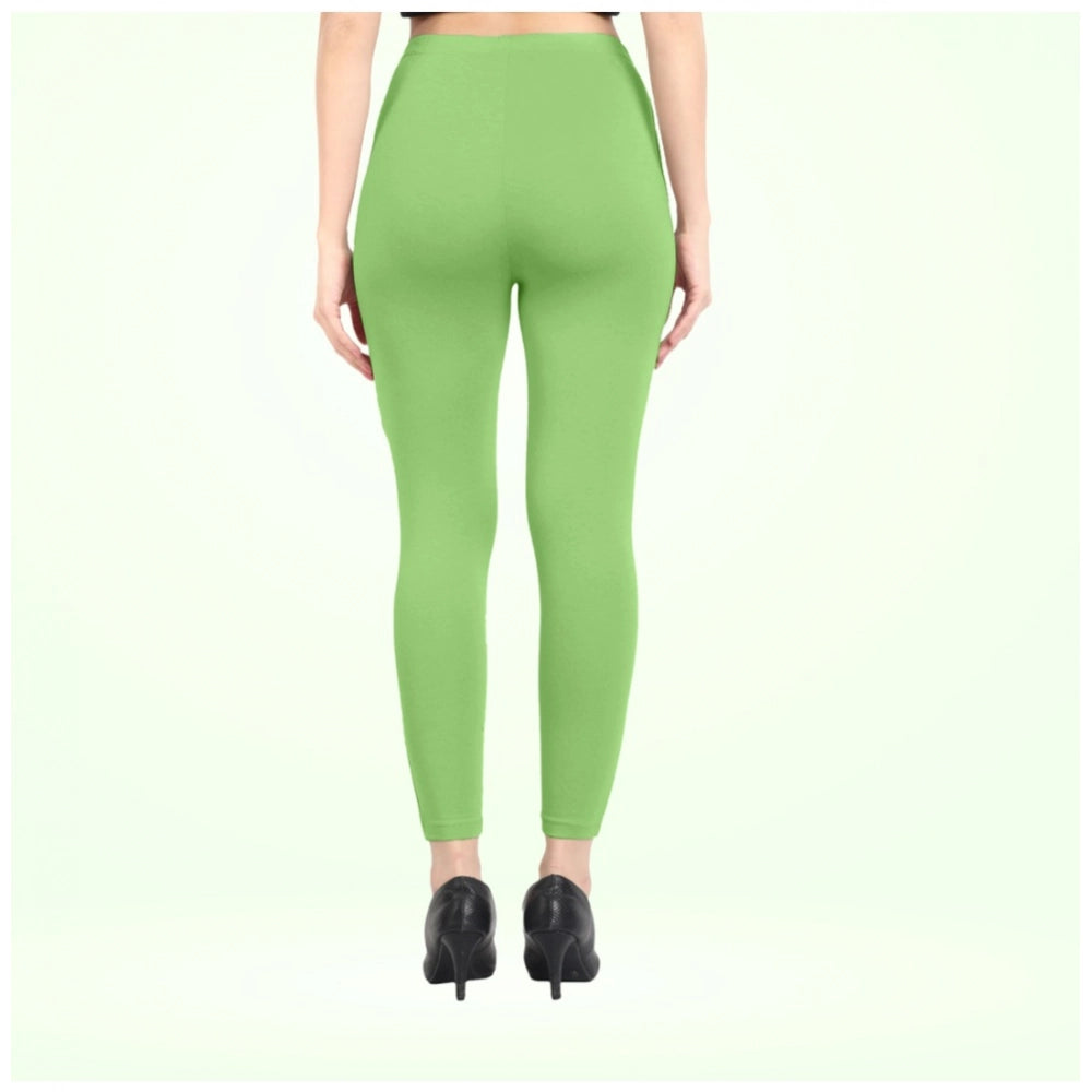 Generic Women's Cotton Blended Solid Ankle legging (Pista Green)