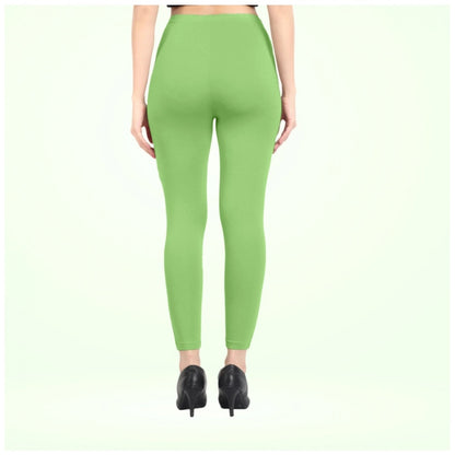 Generic Women's Cotton Blended Solid Ankle legging (Pista Green)