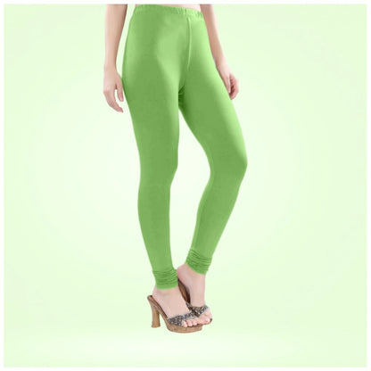 Generic Women's Cotton Blended Solid Churidar leggings (Pista Green)